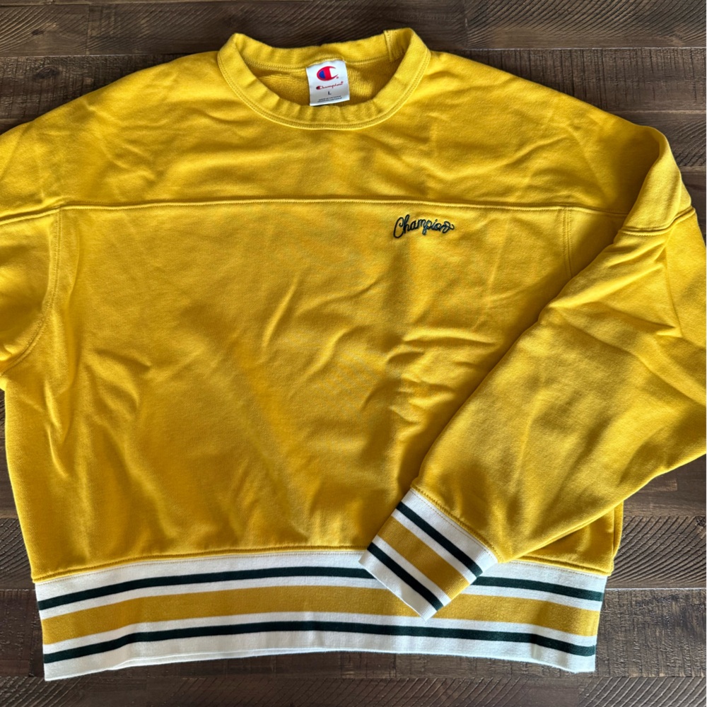 Champion Men's Bright Yellow Crewneck Sweater